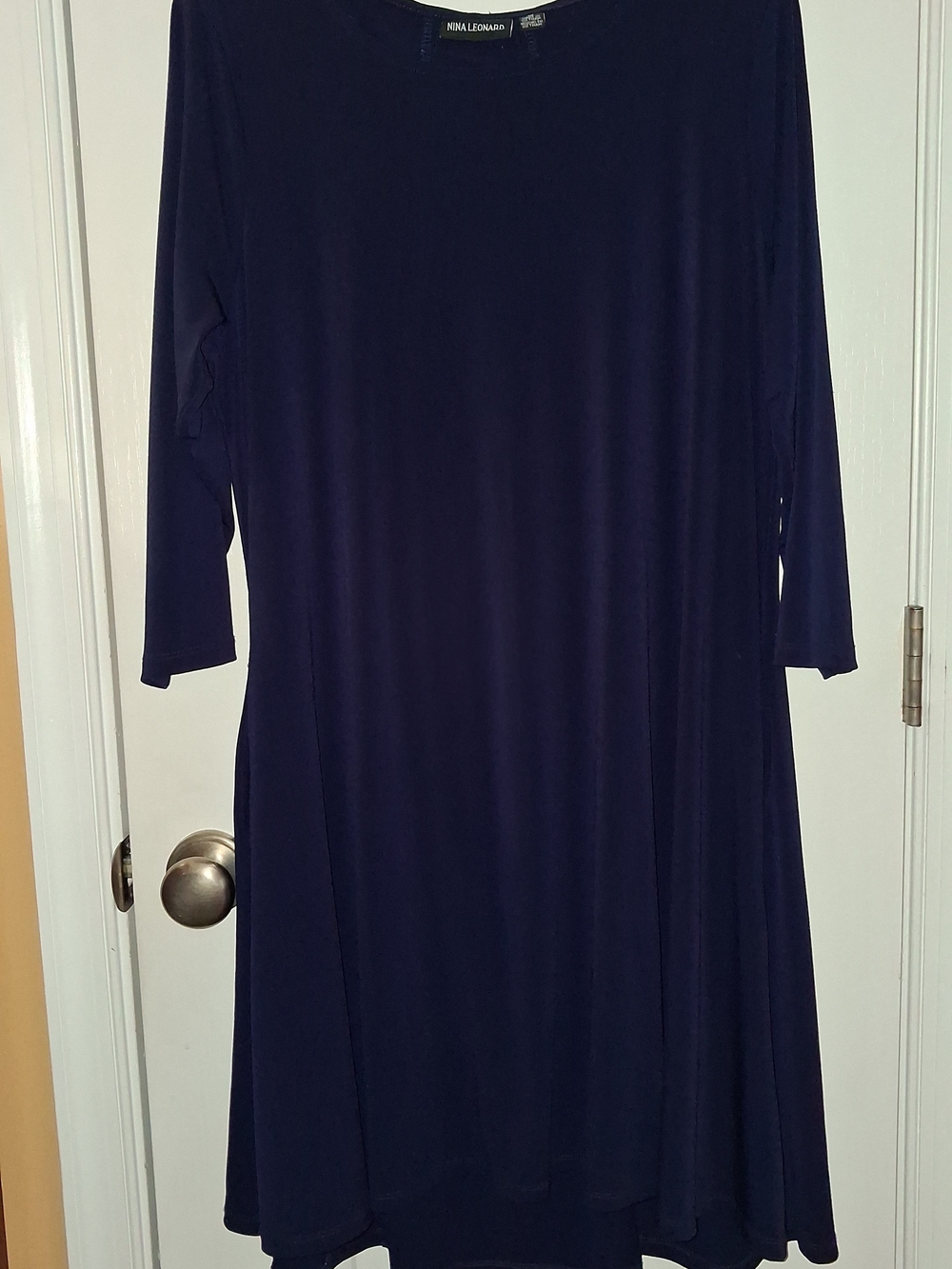 Nina Leonard Navy Blue Long Sleeve Dress - Picture 7 of 9